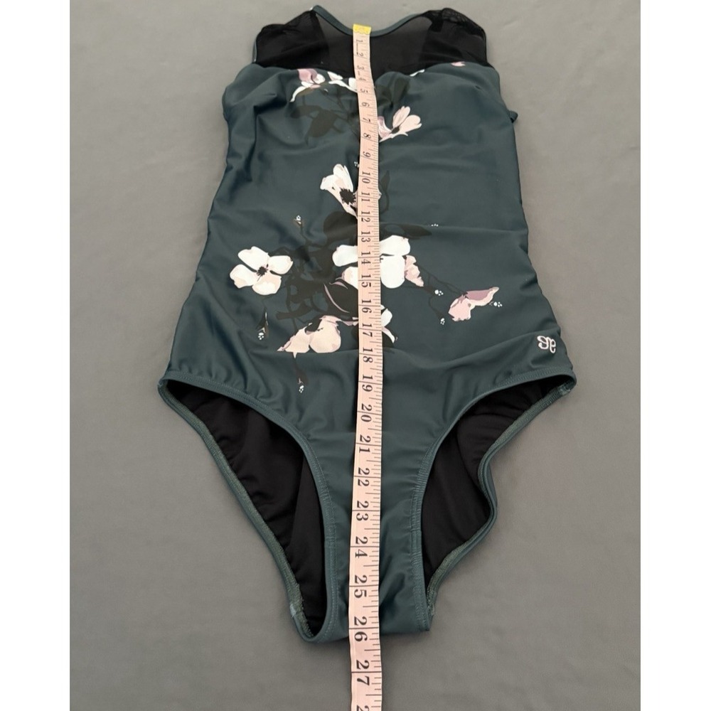 Albion The Maria Swimsuit Womens Small Green One Piece Orchid Sheer Shoulders - Picture 5 of 9